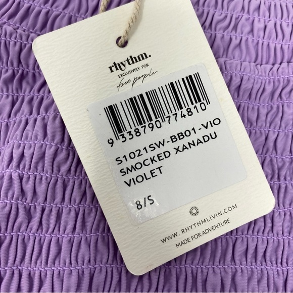 Rhythm. x Free People Smocked Xanadu Violet Bikini Bottom - Picture 3 of 6
